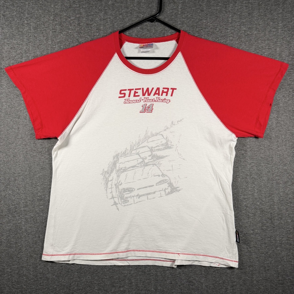 Tony Stewart Shirt Womens 2XL White Red NASCAR Stewart Haas 14 Winner's Circle